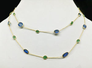 Todos los días ropa de plata esterlina 925 chapado en oro ligero Esmeralda MOQ bajo proveedor de piedras preciosas cadena de moda collares - Product Image 2