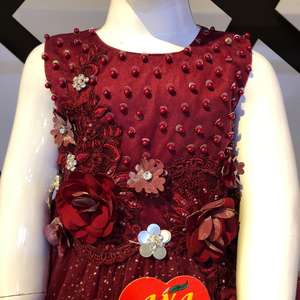 Nueva Colección de Vestidos de Satén Zari Ferry para Niñas, Diseño Floral, el Mejor Vestido para Fiestas de Primavera y Verano, Decorado con Flores - Product Image 3