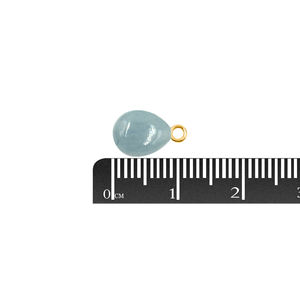 <b>Aquamarine</b> Pear Shape Sterling Silver 10 To 12 MM With Bail Gold Plated Pendant - Product Image 4