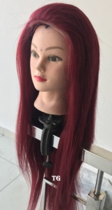 <b>Top</b> Grade 10A Virgin Burgundy Red Brazilian Human Hair 13x4 for Wig <b>Silky</b> Straight Wave Machine Double Weft Drop - Product Image 3