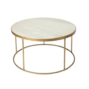 โต๊ะตกแต่งทำมือ ดีไซน์หรูหรา คลาสสิก โดดเด่น ท็อปหินอ่อน โครงโลหะ ทันสมัย สวยงาม วินเทจ โมเดิร์น โต๊ะกาแฟ - Product Image 1