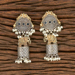 อินโดตะวันตกสองโทนชุบนกยูงต่างหู103083 - Product Image 2