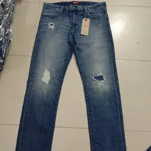 Bangladesh Banyak Label Merek Asli Celana Jeans Kancing Ritsleting Bermerek Katun Kasual Jeans Denim Pria Surplus Pakaian Kain Gaya Baru