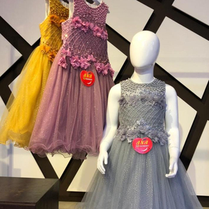 Vestido Midi de Algodón con Cuentas y Diseños de Flores de Hadas para Niñas, Tela de Satén para Fiestas, Bodas, Regalos para Bebés y Niños - Product Image 1