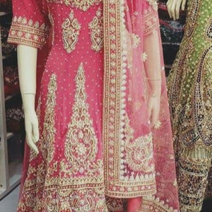 Travail à la main lourd 2022 mariage Lehenga Choli orné de pierre Dabka Zari travail soie et coton matériel - Product Image 1