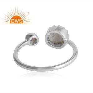 แหวนเงินแท้ 925 ดีไซน์เนอร์ สำหรับผู้หญิง ขายส่งเครื่องประดับ แหวนมูนสโตนสีรุ้งใหม่ ผู้จัดจำหน่ายเครื่องประดับจากอินเดีย - Product Image 3