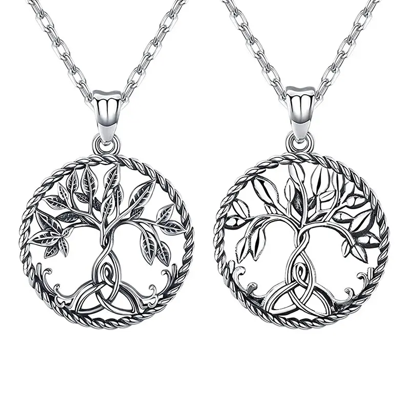 Fashion Jewelry 925 Sterling Silver Celtic Family Tree of Life Necklace for Women Girls