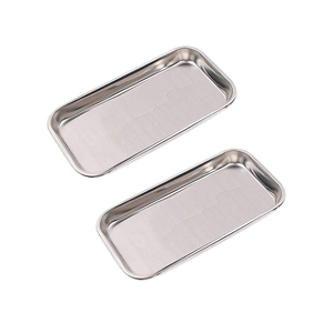 Juego de 2 Bandejas para Servir Alimentos de Acero Inoxidable de Calidad Superior, Color Plateado, para Uso en Hoteles y Hogares - Product Image 1