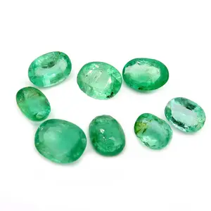 14 pierres précieuses ovales Non traités et revêtues, lot de pierres précieuses naturelles, émeraude, à faces ovales, Non traités, vente de noël - Product Image 1