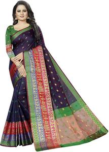 Vêtement ethnique Femmes porter en soie banarasi parti usure mariage saree avec chemisier - Product Image 6