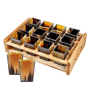 Bocina de tiro de vidrio, soporte de madera y vaso de cerveza, pulido natural, color y artículos de fiesta, venta al por mayor - Product Image 1