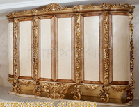 Ensemble de meubles de chambre à coucher de luxe en or métallique moderne avec bois de teck de qualité supérieure, taille personnalisable et finition or blanc