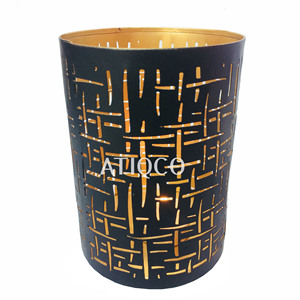 Atiqco - Portavelas Votivo Negro Dorado, Moderno, Metálico, Hecho a Mano, Duradero, Mate, Decoración Única para Bodas, Hogar y Fiestas - Product Image 2