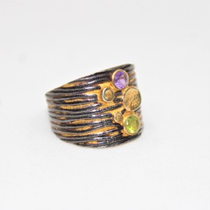 Giá Rẻ Hợp Thời Trang Hai Tông Vàng Mạ 925 Sterling Silver <span class=keywords><strong>Amethyst</strong></span> Và Nhẫn Peridot Bán Buôn Giá Xuất Xưởng - Product Image 2