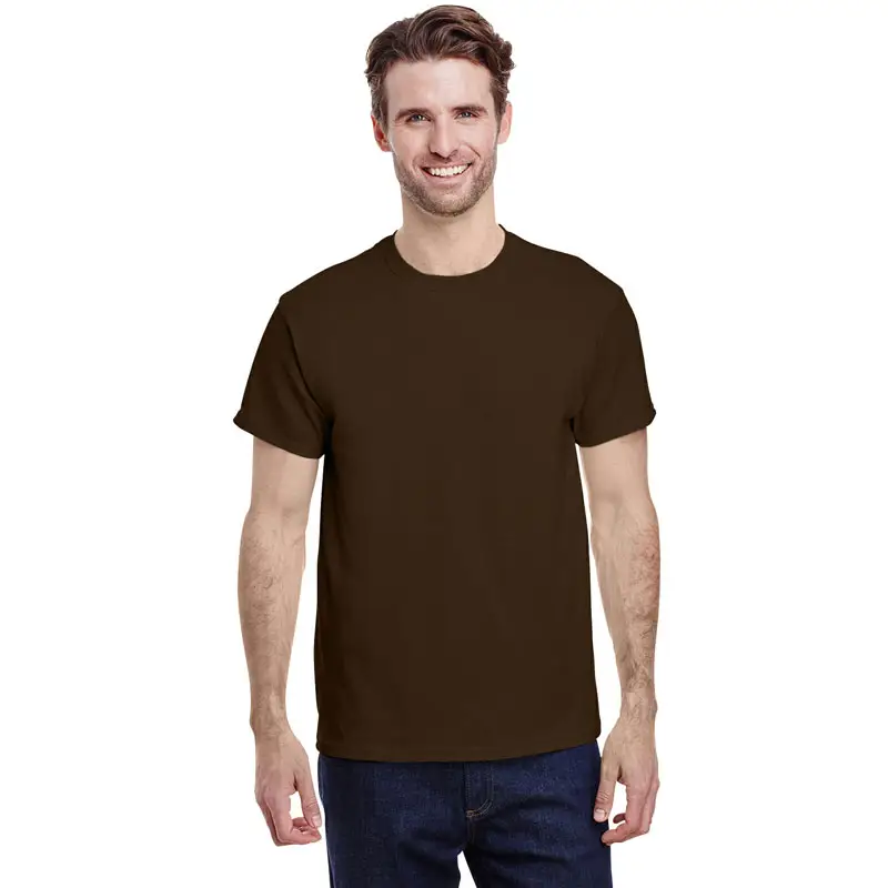 ダークチョコレートカラーTシャツ夏用2色綿100% プリントプラスサイズメンズTシャツ