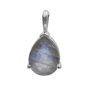 Pendentif en labradorite en forme de poire de 14 mm, plaqué argent sterling, cadeau mignon - Product Image 1