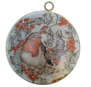 Fábrica venta al por mayor logotipo personalizado regalo Navidad etiqueta redonda de Metal decoración de la Navidad ornamento colgante - Product Image 3