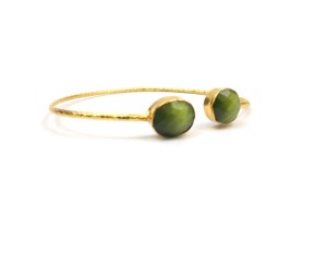 Monalisa verde, forma ovalada, fabricación de joyas chapadas en oro, pulseras de piedras preciosas naturales y brazaletes bohemios de piedra natal - Product Image 4