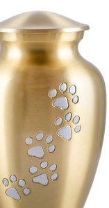 Urna Conmemorativa para Mascotas de Alta Calidad, Urna de Cremación Dorada con Huellas Plateadas, Urna de Metal para Cenizas de Perros y Gatos, Venta al Por Mayor - Product Image 3