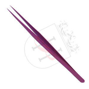 Pincettes professionnelles pour Extension de cils, pinces à épiler lisse, violet, étiquettes vierges, en acier inoxydable de qualité supérieure, 1 pièce - Product Image 1