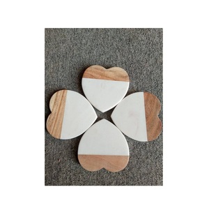 Usine en gros de haute qualité blanc rond en forme de coeur sous-verres en marbre et bois pour boissons qualité incroyable - Product Image 1