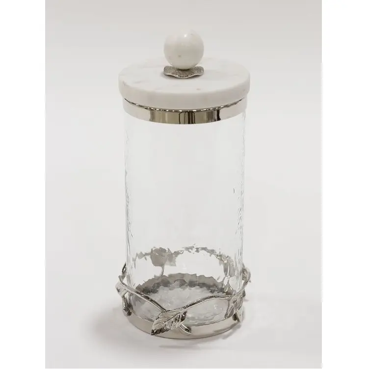 現代のガラス金属貯蔵瓶コンテナ台所用品用ガラスインドからの装飾的なガラスキャニスター豪華な水キャニスター