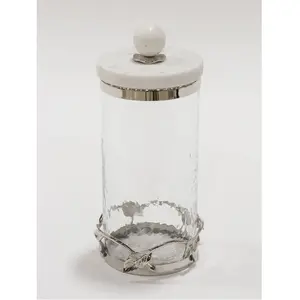 Contenitori moderni in vetro metallo contenitori contenitori in vetro per articoli da cucina contenitori in vetro decorativo dall'india scatola metallica per acqua fantasia