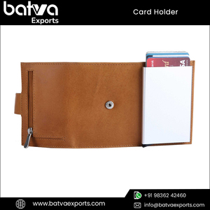 Logotipo personalizado de calidad superior de cuero genuino Delgado RFID bloqueo titular de la tarjeta de crédito de negocios caso de venta a granel precio de mercado - Product Image 4