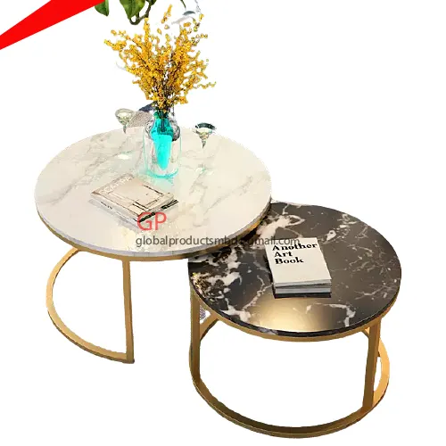 Schönster Nesting Couch tisch vergoldet mit Marmorplatte Mittel tisch für Dekor