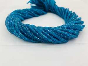 Compra ahora, cuentas de Rondelle facetadas de piedra de apatita de neón de 4mm naturales, hebra AAA + grado IGI certificado, precio al por mayor - Product Image 3