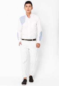 เสื้อเชิ๊ตผู้ชายสไตล์ซาฟารีเสื้อเชิ๊ตคอปกคอจีนเสื้อผ้าฝ้าย100% ย้อมสีฤดูใบไม้ผลิ - Product Image 5