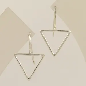 925 Sterling Silver Handmade Beautiful Hollow Triangle Earring Jewelry From India Direct From Jeweller Supplier Online