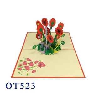 El más vendido Poppy Pop up 3D Card Art Paper Hecho a mano Vietnam Handicraft Regalos de cumpleaños personalizables Nuevo diseño Marca Viet-craft - Product Image 1