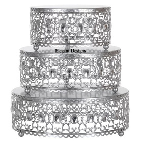 Round Shape Gold Plated Metal <b>Cake</b> <b>Stand</b> <b>Set</b> of Three Handmade <b>Cake</b> <b>Stand</b> Indian Stylish Handmade Decorative <b>Cake</b> <b>Stand</b> - Product Image 5