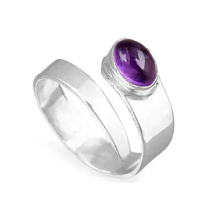 Wholesale Factory Price 925 Sterling Silver Purple Amethyst Oval Gemstone Ring Jewelry Wholesaler And Supplier