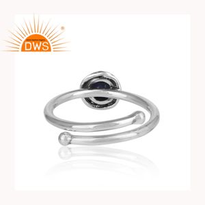 รอบตัดของแท้สีฟ้า Lapis แหวนพลอยเครื่องประดับ925แหวนเงินสเตอร์ลิงสำหรับทุกขนาดผู้ผลิตเครื่องประดับ - Product Image 4