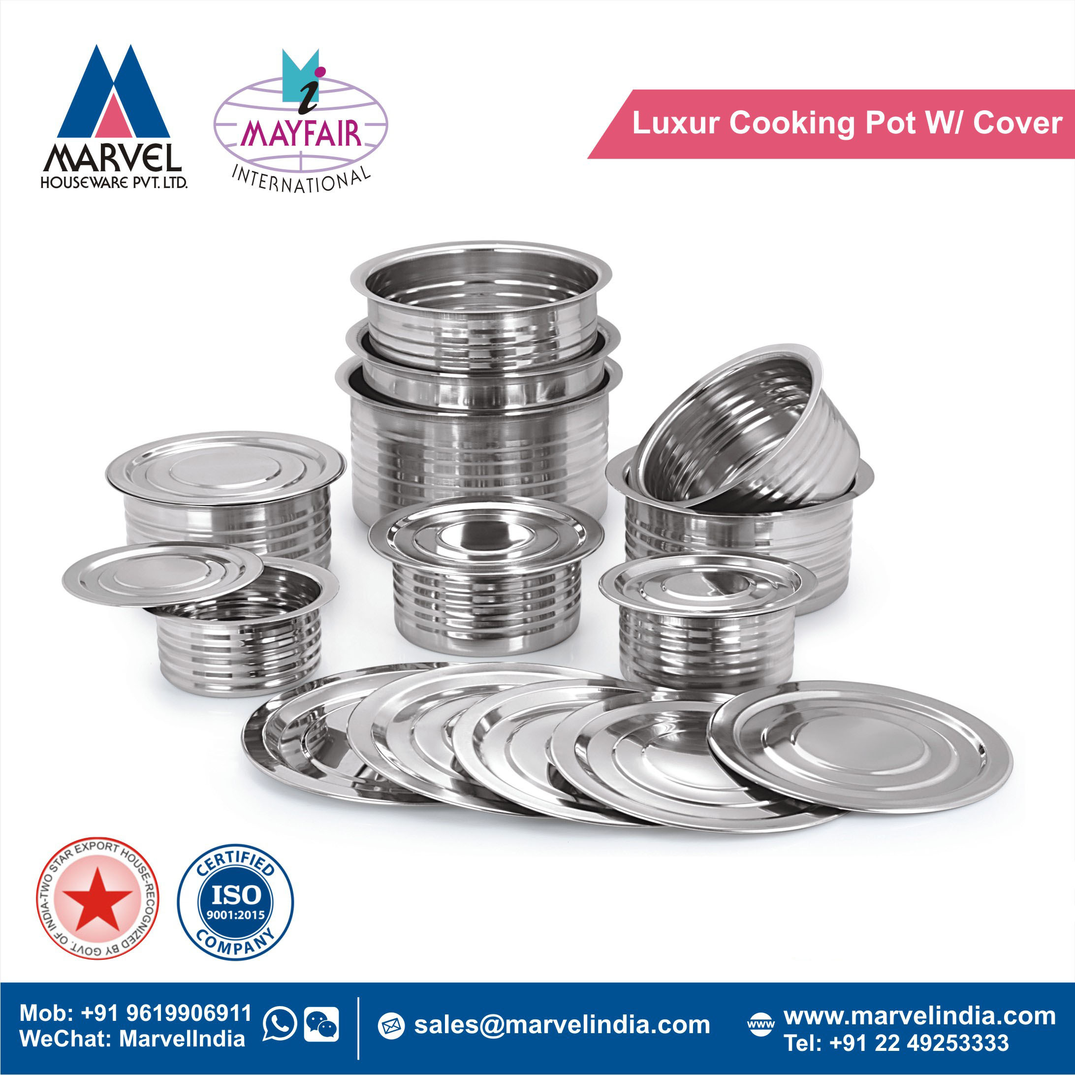 Stainless Steel Chrome Modern Luxury Cookware Kitchenware Cooking Pot Set Cover Mirror Polished 14-39.5 CM Eco-Friendly Food · image 2