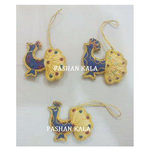 Décoration de fête, broderie Zari, forme de paon, produit de Noël - Product Image 1