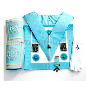 Tablier maçonnique en tissu de cuir fait à la main Lodge Master brodé collier manchette bijoux franc-maçon couture couture Regalia - Product Image 1