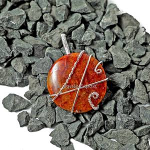 Amour-Thème Pêche Aventurine Cercle Fil Wrap Pendentif Sculpté Pierre Précieuse Agate Pierre Feng Shui Style pour Cadeaux D'affaires - Product Image 1