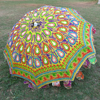 Parasol de plage bohème brodé du Rajasthan, parasol indien fait à la main, grand parasol pour l'extérieur