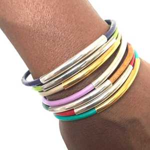 Leather Tube <b>Bangle</b> <b>Bracelet</b> - Product Image 1