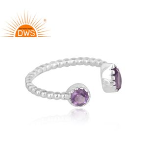 Bague en améthyste violette au design unique, fournisseur de bijoux en pierres précieuses, bague en argent sterling 925, bague à bande bulle, collection classique - Product Image 3