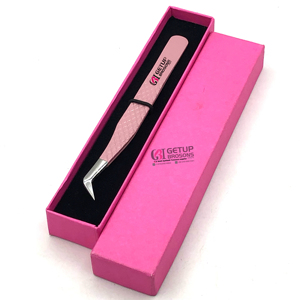 Pince à épiler d'extension de cils en acier inoxydable de haute qualité Revêtement en poudre d'instruments de beauté rose clair meilleur design russe - Product Image 1