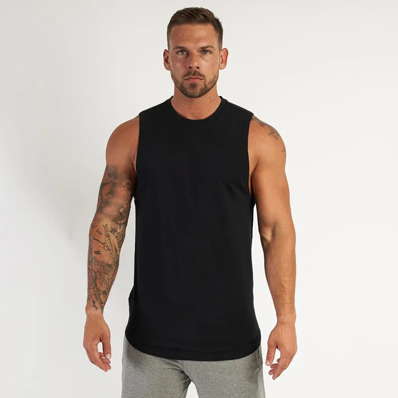 Wholesale Plain Gym Tank Top For Mens Bodybuilding Singlets Sports Stringer Sleeveless Shirt Blank Fitness Clothing Muscle Vest