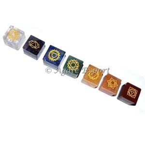 Sept Chakra Gravé Symbole Cube Set Chakra Set pour la pratique spirituelle Fengshui Mascotte Produit de guérison - Product Image 1