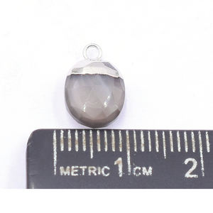 Gray Moonstone 12 To 14 MM With <b>Bail</b> Oval Shape Silver Plated <b>Pendant</b> For Jewellery Making - Product Image 3