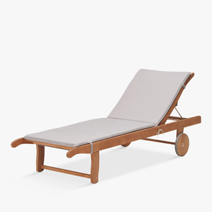 Chaise longue réglable en bois massif au design moderne et minimaliste pour piscine, jardin, villa, parc et salon - Product Image 1