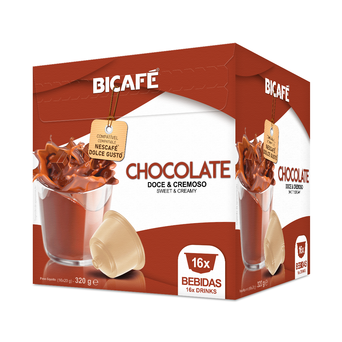 Шоколадные капсулы Bicafe, 16 капсул для кофе, совместимы с большинством производителей