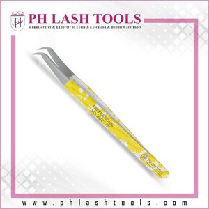Pinzas de extensión de pestañas de diseño amarillo, acero inoxidable, alta calidad, punta estrecha, pinzas de extensión de pestañas recubiertas de papel - Product Image 3